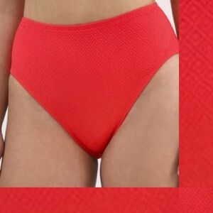 High-Waisted Coral Flame bikini bottom nwt
